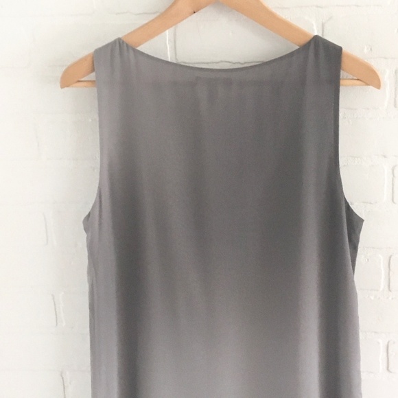 Eileen Fisher Mini Dress Sleeveless 100% Silk Gray Ombré Minimalist Sz S Petite - Picture 11 of 15